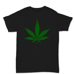 Marijuana Leaf Men's Cotton T-Shirt, Weed Leaf Tee Size Large